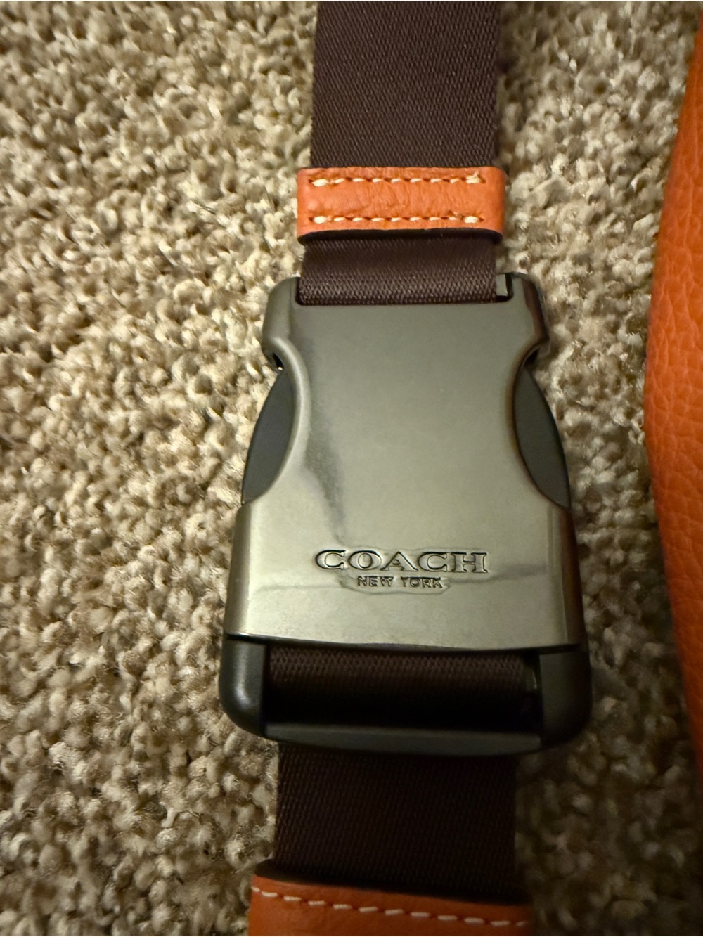 Coach Orange Leather Logo Stripe Belt Bag - Picture 4 of 7